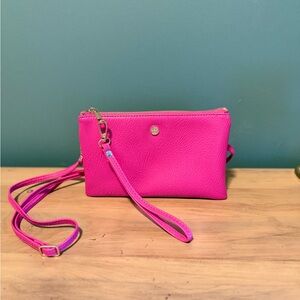 Hot Pink and Gold Crossbody Clutch Purse